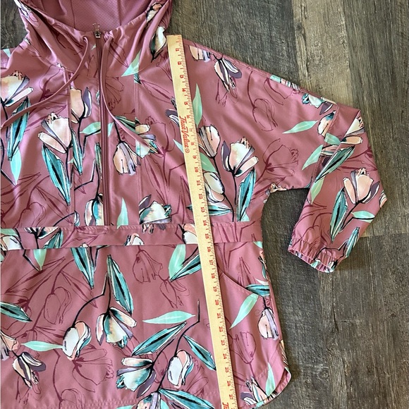 Calia Floral Anywhere 1/2 Zip Hooded Jacket Women’s Large EUC Front Pocket - Picture 6 of 7